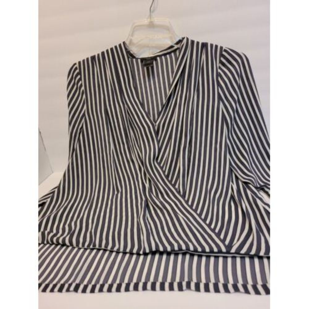 Ann Taylor petite MP blue & white stripe blouse